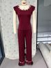 Damen Mode Über die Grenze Schlanke Passform Pyjama Set: Kurzarm-Oberteil & Lange Hose