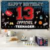 Offizielles 13. Geburtstag Tür-Hintergrundbanner für Teenager Happy 13th Birthday Dekorationen Rot Blau 13-Jähriger Geburtstagsparty Garten