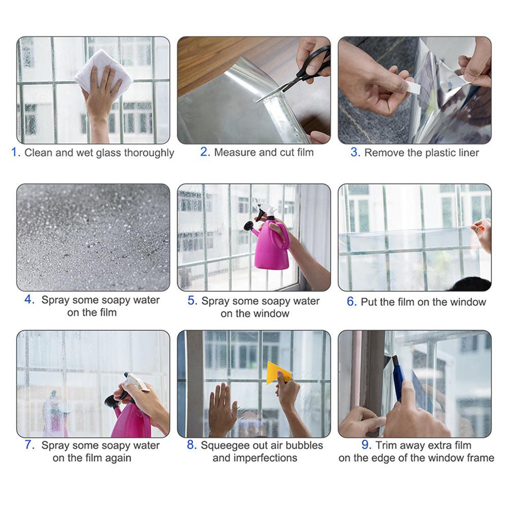50x300cm Window Privacy Film Office Home Balcony One Way UV Blocking Static Cling Glass Film