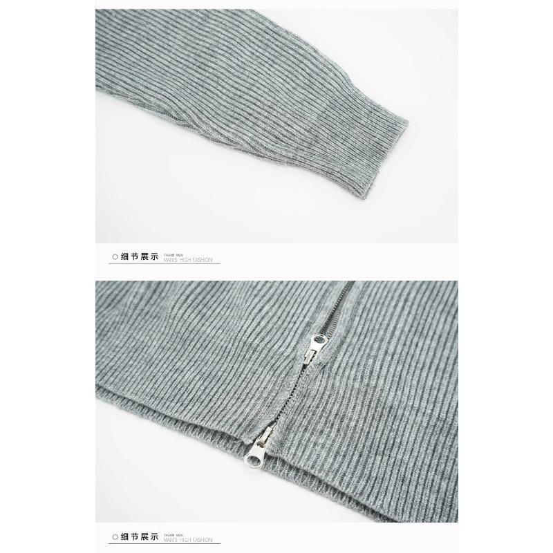 Autumn and Winter Solid Color Knitted Sweatshirt Cardigan Jacket Men's Versatile Casual Zipper Cardigan Jacket