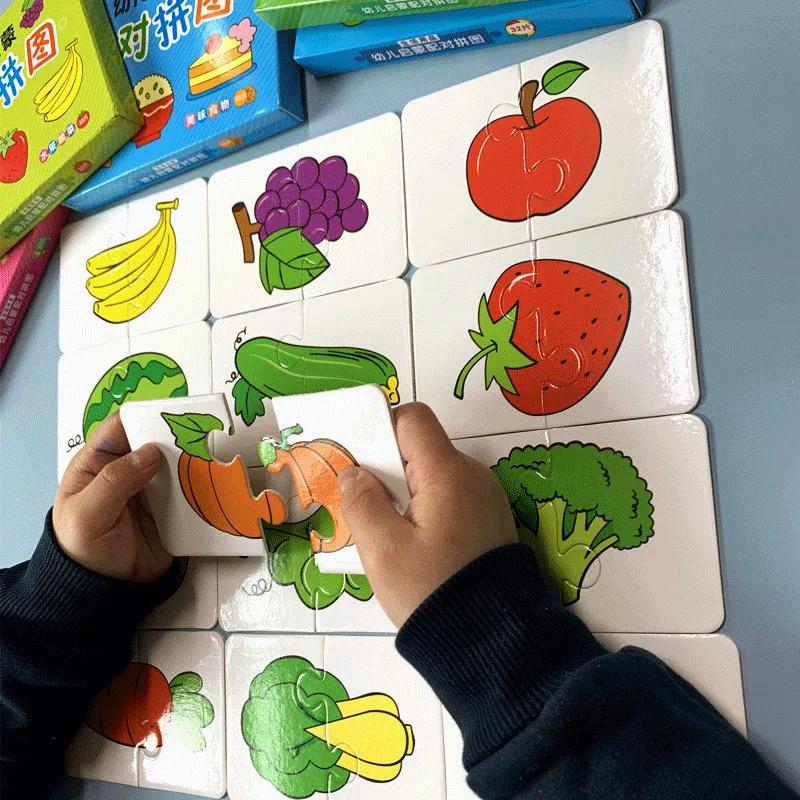 Montessori Peuter Puzzelkaarten Speelgoed Voor Kinderen 2 Jaar Legpuzzel Matching Spel Educatief Speelgoed Cartoon Vorm Cognitieve Training Cadeau