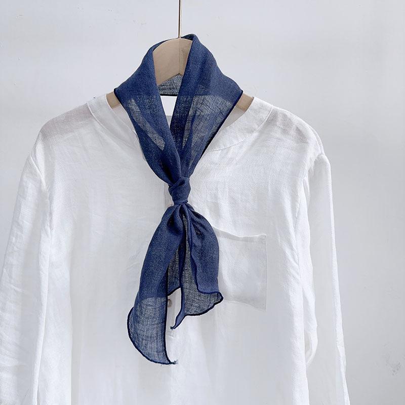 Retro Rain And Dew Striped Small Bow Tie Literary Versatile Women'S Summer Neck Protection Scarf Accessories Silk Korean Version