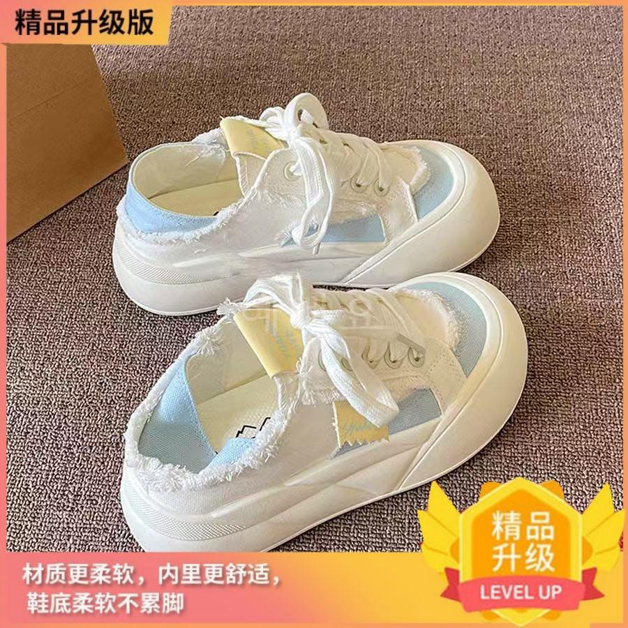 

Летом одна педаль и две туфли для детей 2025 новые популярные белые туфли на толстой подошве, тонкие дышащие и легкие туфли-хлебцы 35 синий