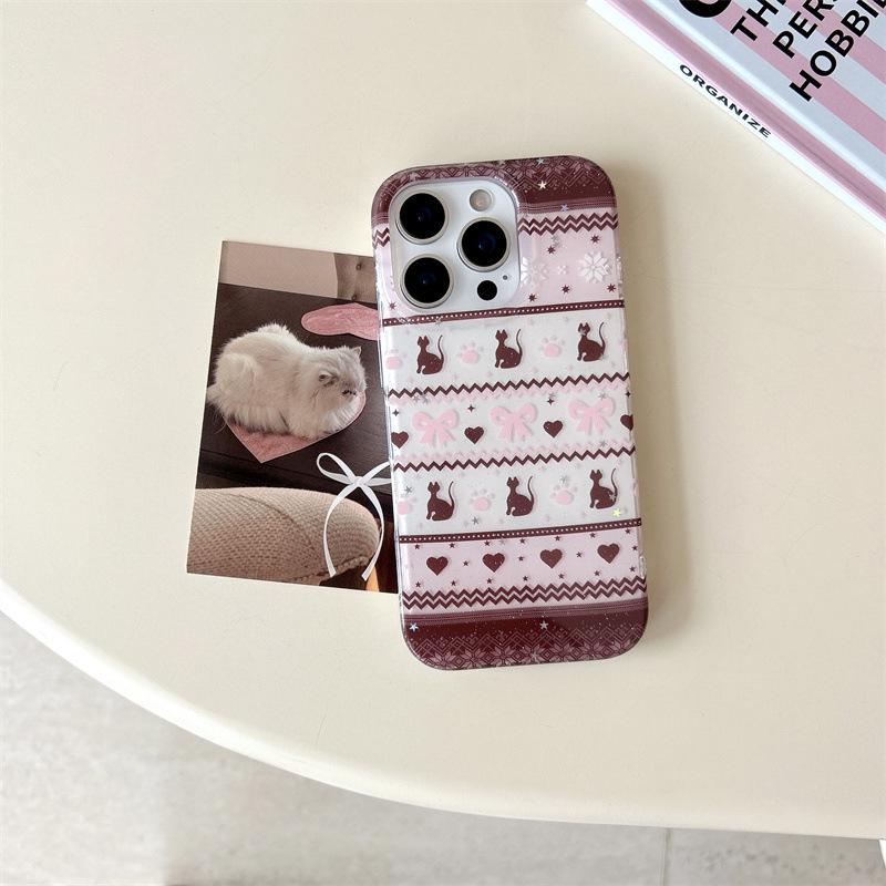 Glitter Fair Isle Pet iPhone Case for iPhone 17, 16 Pro Max/15/14 - New Women s Design iPhone 17