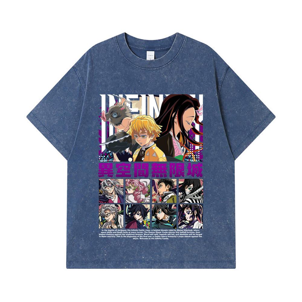 

275 GSM Washed T-shirts 100% Cotton Demon Slayer V51 Print Unisex Heavy Cotton T Shirt 2XL королівський синій колір