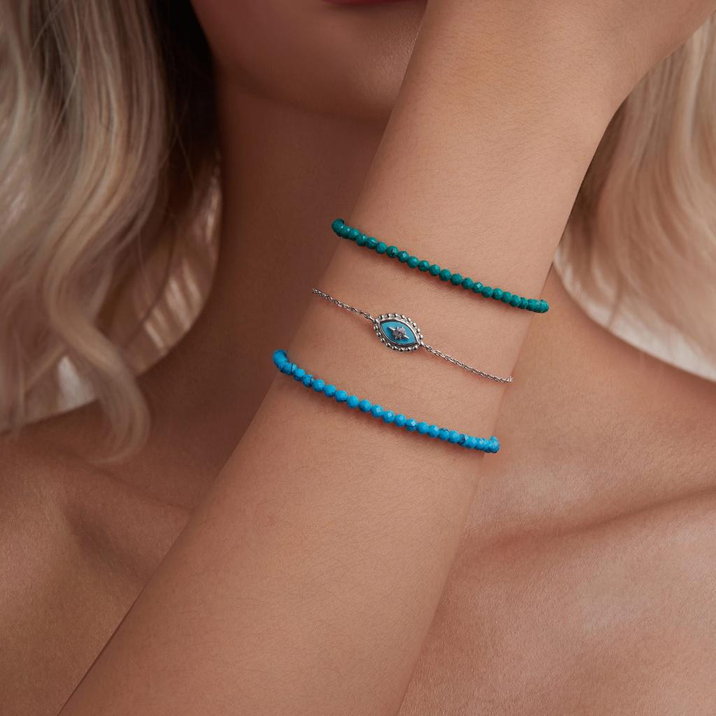 Silver Bracelet with Blue Crystals, Silver 925