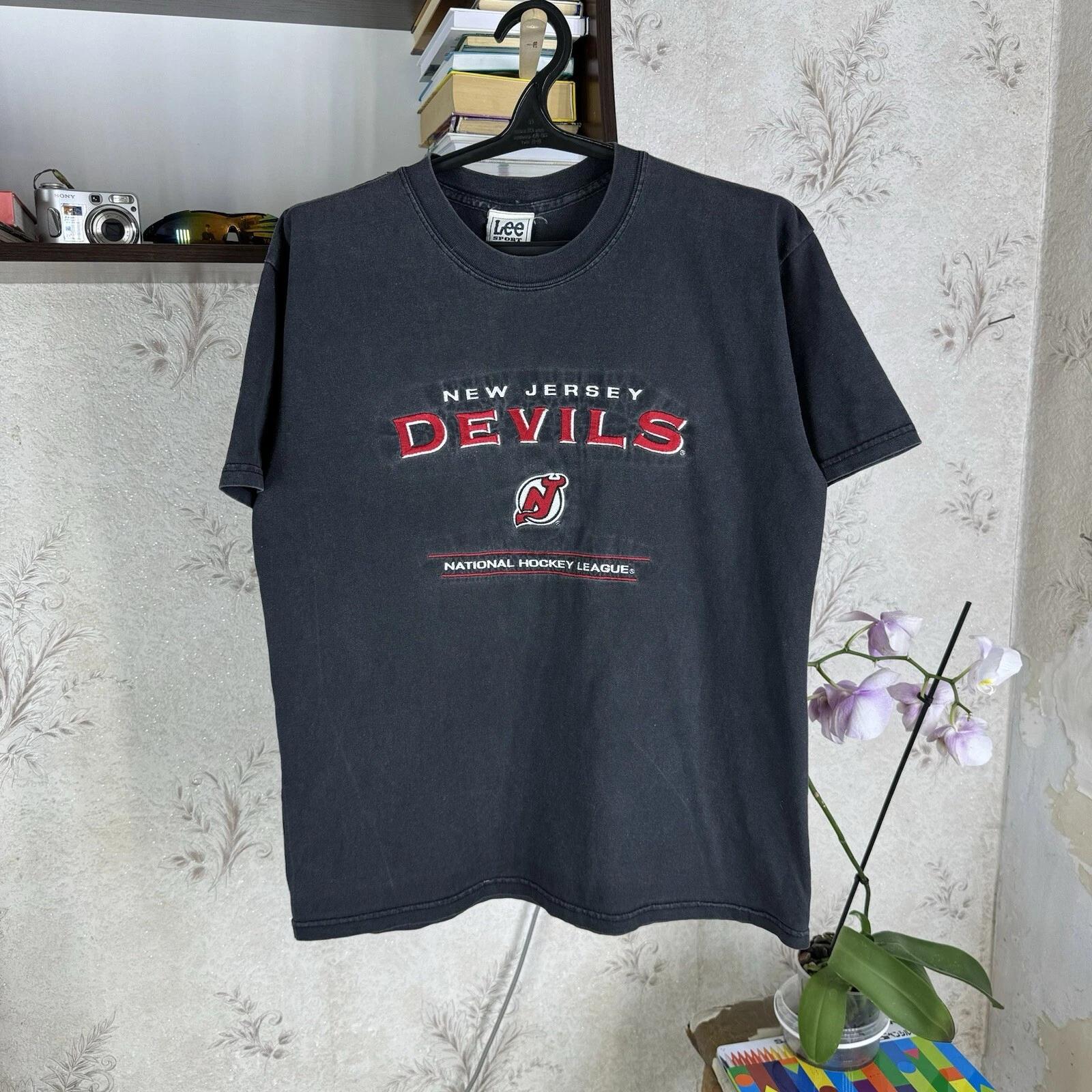 New Jersey Devils T shirt 90s Lee Sport NHL Hockey Sz L Black XL