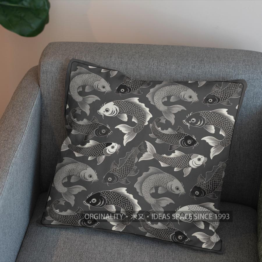 2D Colorful Koi Fish Pattern Decorative Pillow Cover Pattern Cushion Cover Suitable For Sofa Bedroom Car Pillow Cover