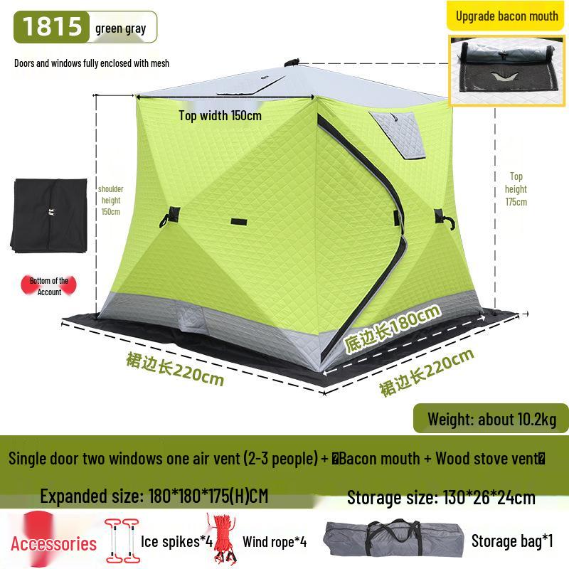 Hexagonal Cotton Ice Fishing Tent - Thickened, No Assembly Needed