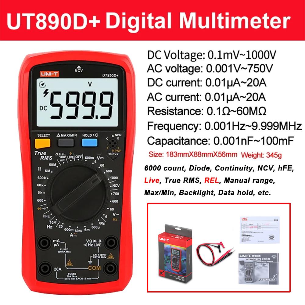 Professional Digital Multimeter UNI-T UT890C UT89X UT89XD UT105+ UT107+ UT61B+ UT61D+ UT61E+ Voltmeter Ammeter Electric Tester