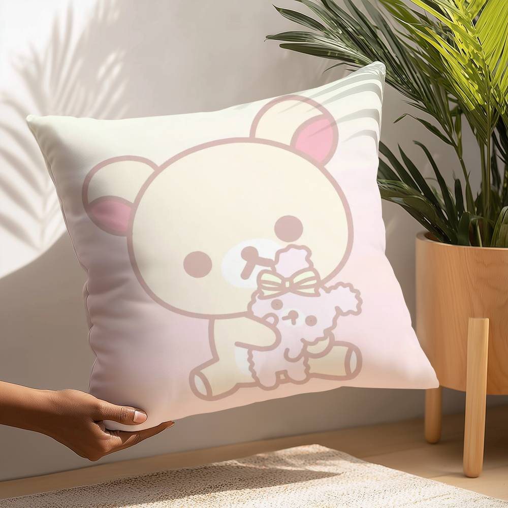 Cute Cartoon Rilakkuma Pillow Case Plush Fabric Soft  Pillowcase Double Sided Print Cushion Cover Household Gifts