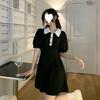Fashion Korean Version Waist Design Polo Collar Short-sleeved Long Dress Women's Summer Thin Niche Versatile Dress