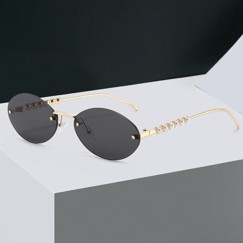 Fashion Rimless Oval Metal Sunglasses Women Men Retro Gradient Minimalist Brand Sun Glasses Beach Travel Lady Man Eyewear UV400