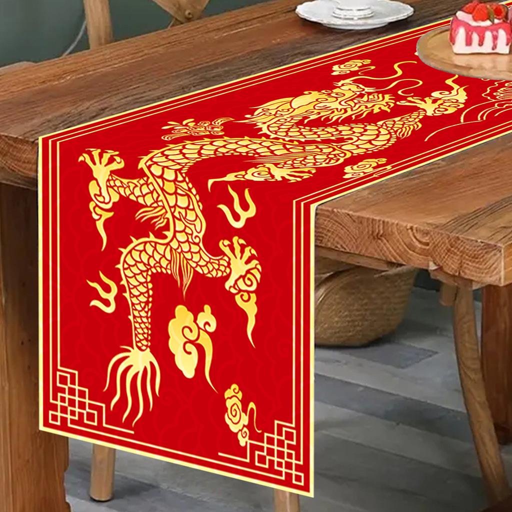 Chinese Style Table Runner Cloth Chinese New Year Decoration For Home 2024 Tablecloth Spring Festival Home Table Ornament 2024