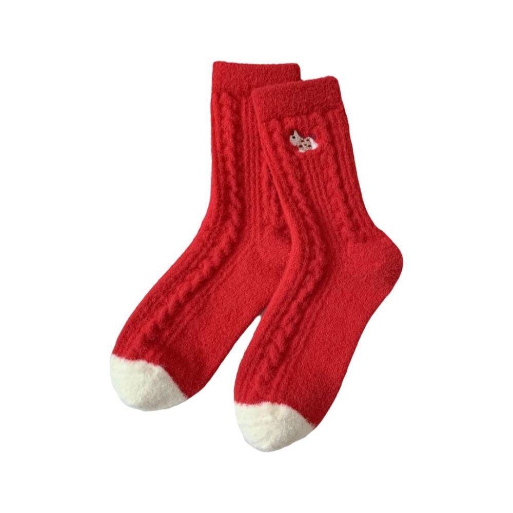 Cute Horse Pattern Socks Warm New Year Socks Striped Socks Women's Socks  Winter Season