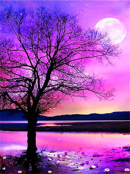 Diamond Painting Kit Tree Landscape Full Square/round Embroidery Mosaic Fantasy Landscape Home Decor