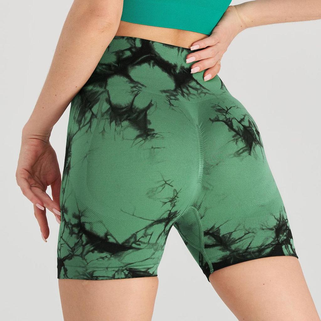High Waist Tie-Dye Yoga Shorts for Women - Tummy Control & Butt Lift, Sports Fitness Style