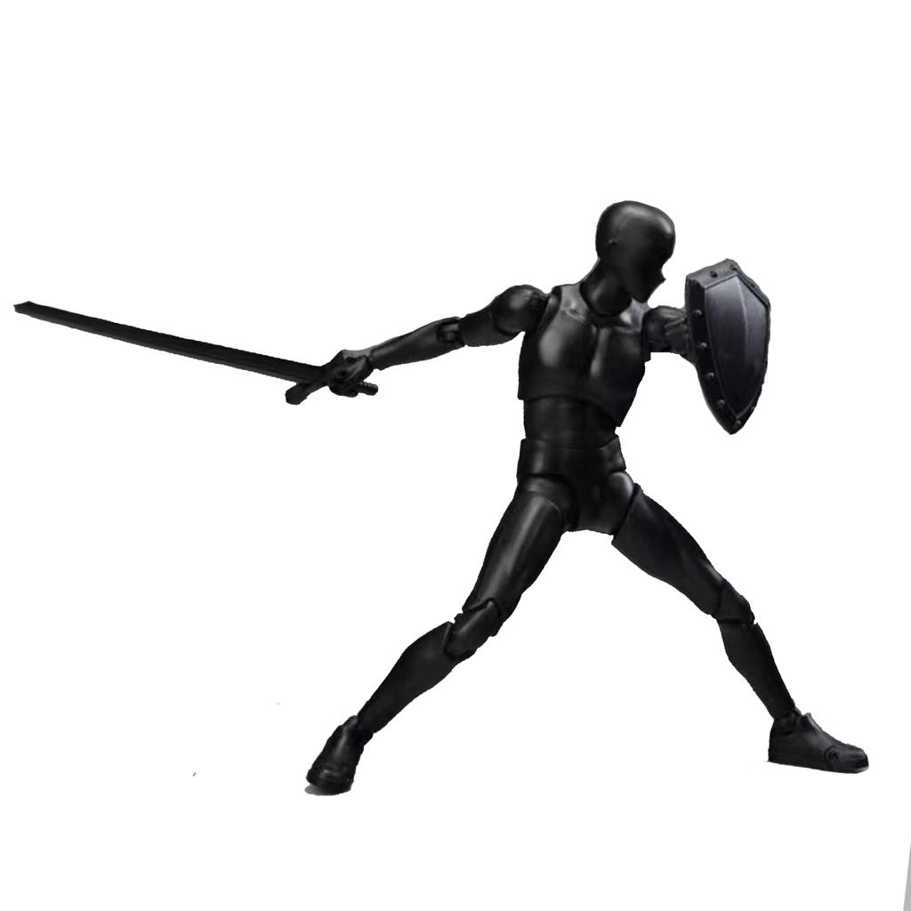Gnallang Drawing Movable Comes with Changeable Model Cartoon Muscular Male Black Doll, Joints, Stand, Gestures, Doll, Model, Body, -