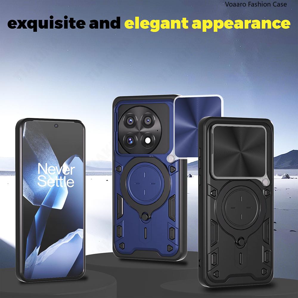 Rotate Slide Lens Camera Armor Funda for Oneplus 13 5G Case for Oneplus 13R ACE 5 Pro Case Magnetic Ring Kickstand Holder Cover