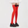 Christmas Thigh High Stockings Over the Knee Socks Halloween Cosplay Costumes for Womens Red Thigh High Socks with Bows