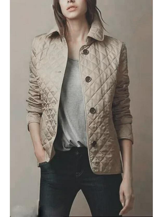 Stilvolle europäische & amerikanische Mode Revers Einreihig Schmale Baumwolljacke