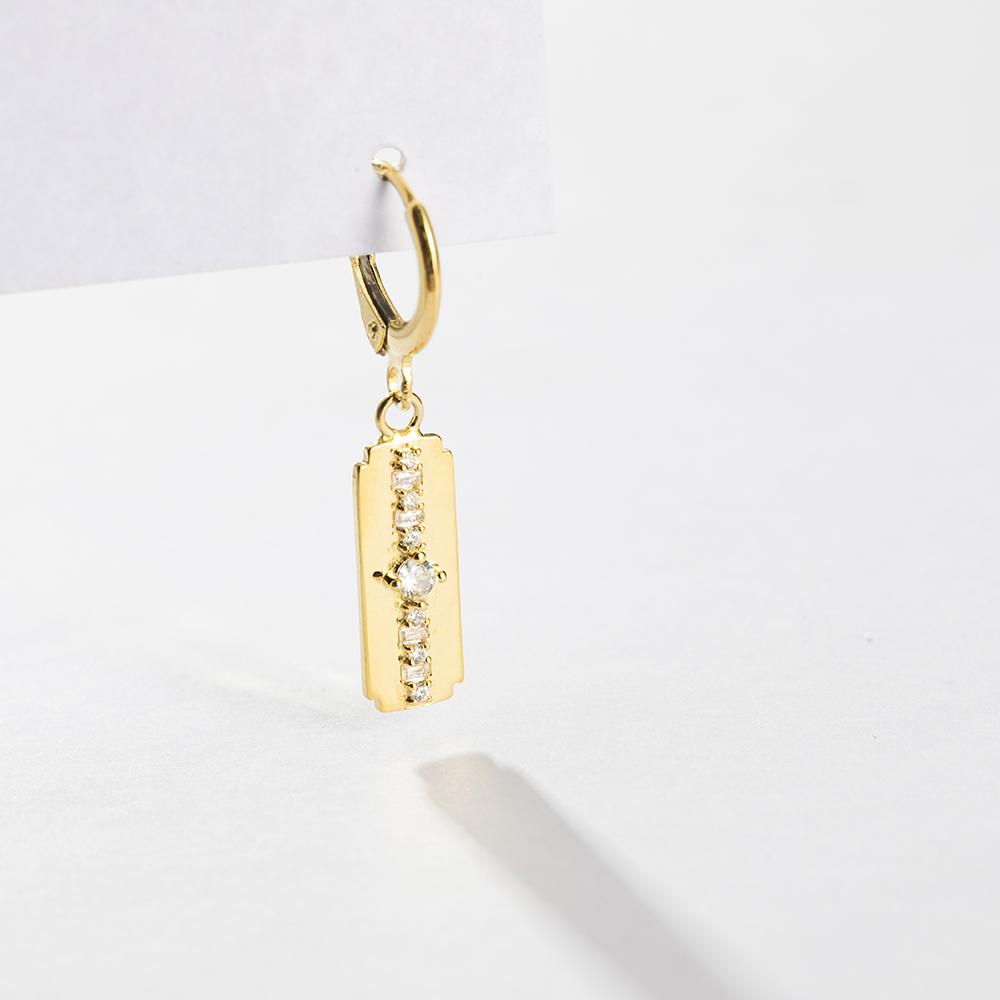 ANDYWEN 100% Srebro Próby 925 Złoto Kwadratowy Kolczyk Wiszący Pojedynczy Cyrkon CZ Przekłucie Pendiente Luksusowa Drobna Biżuteria