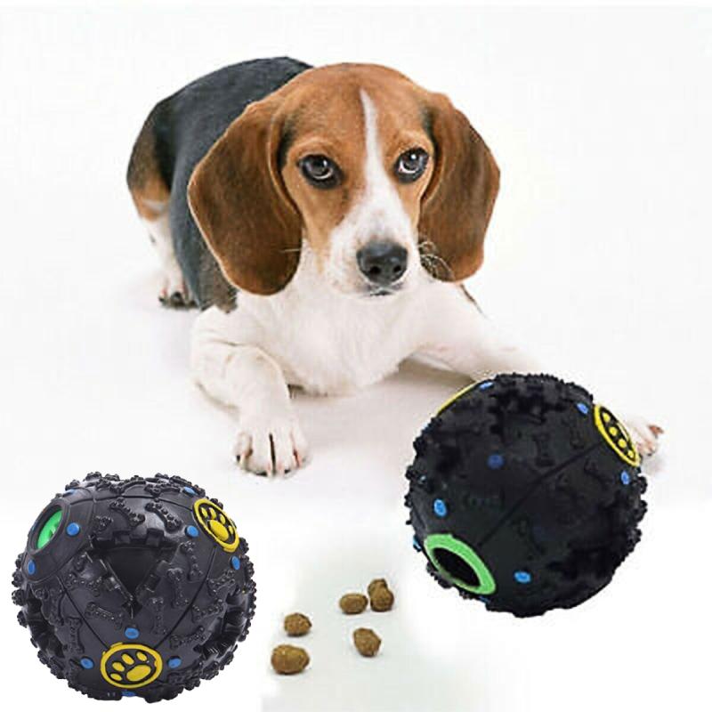 Dog Cat Pet Giggle Ball Tough Treat Sound Activity Training Squeaky Chew Fun Toy