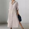 2024 Frühling/Herbst Damen Langarm Schlitzkleid - Elegant, Vielseitig, Modisch Einfarbig