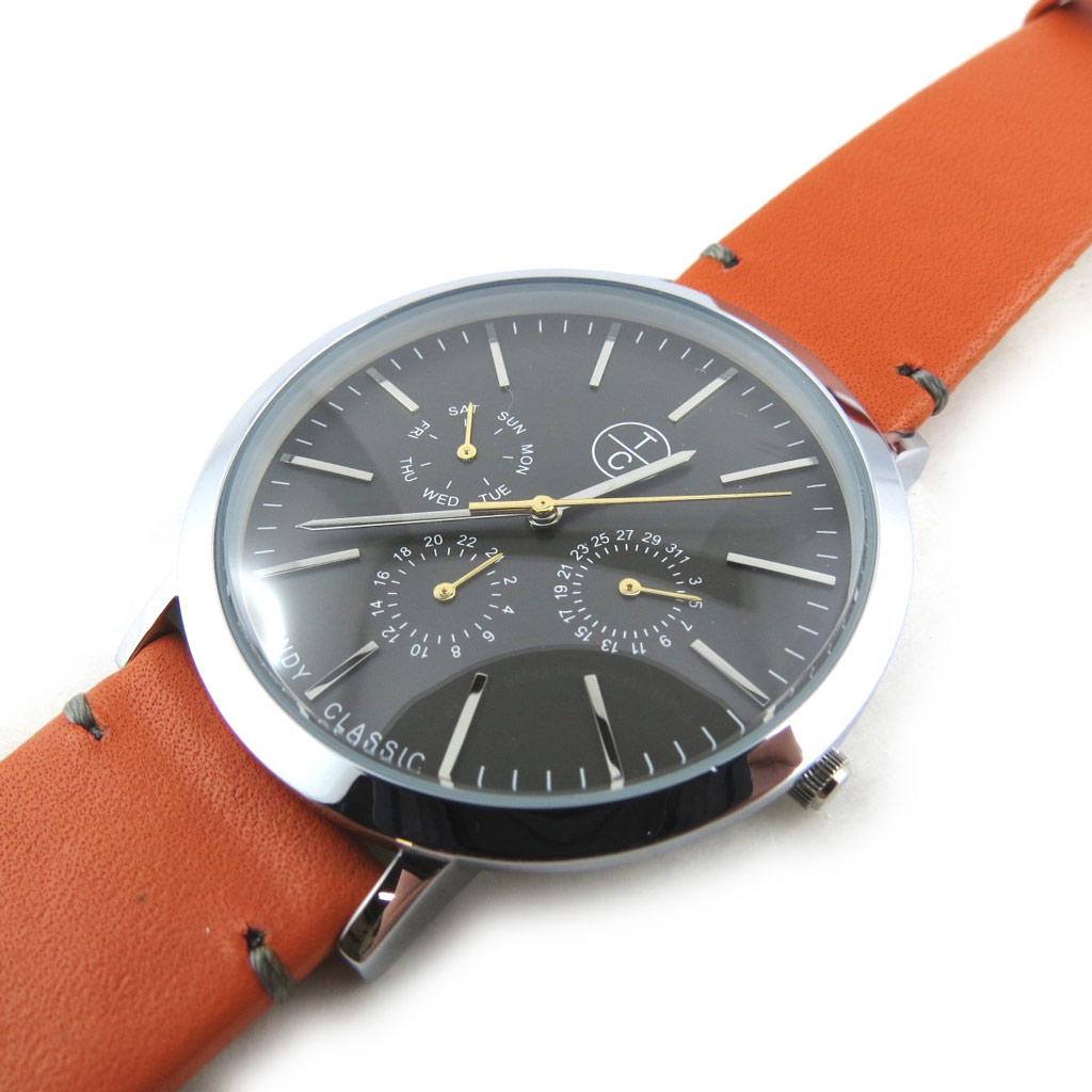 Les Trésors De Lily [N2342] - Montre créateur 'Trendy' gris orange