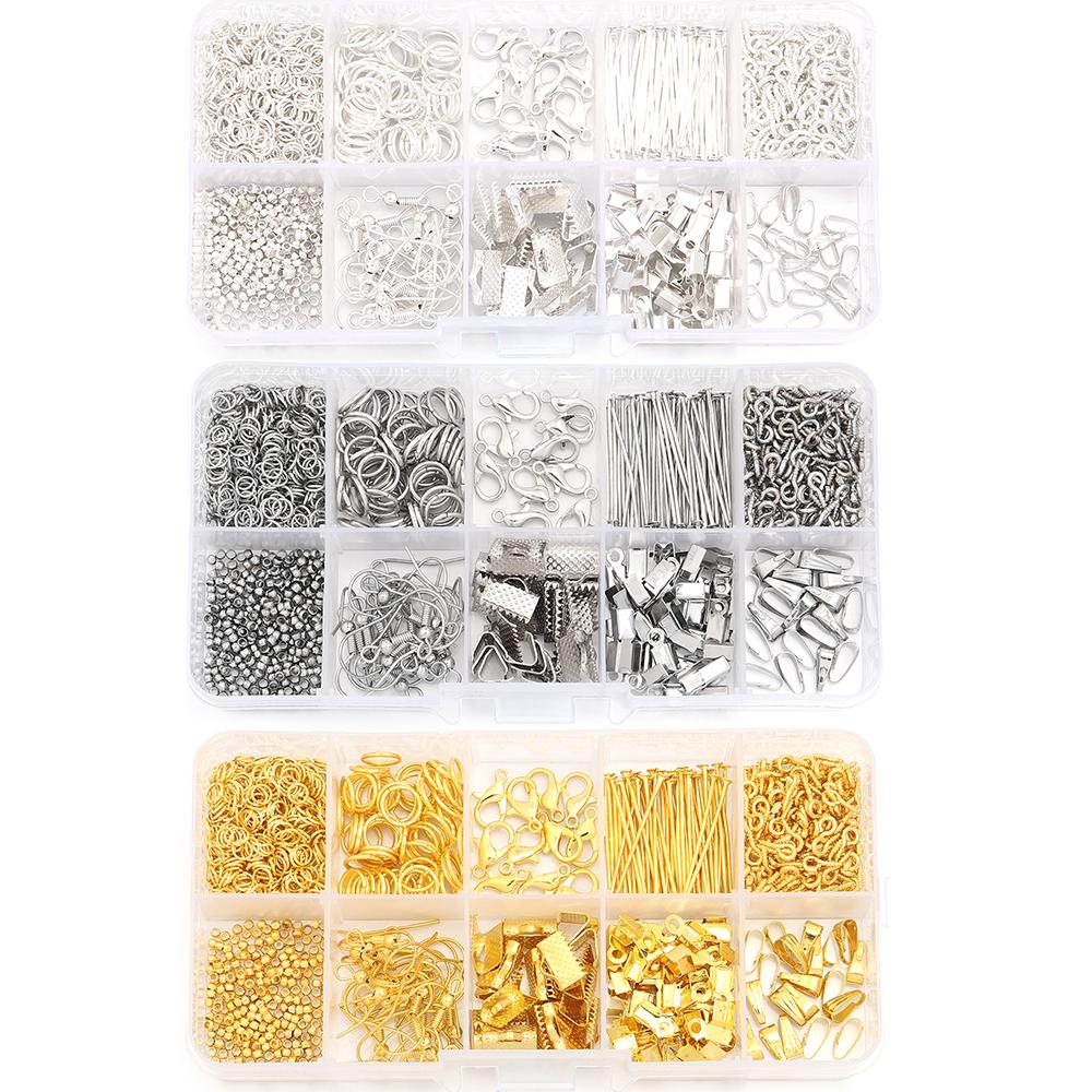 1Set Jewelry Making Kit Metal Lobster Clasp Open Jump Rings Earrings Hook Repair Tools Box For DIY Jewelry Making Accessories