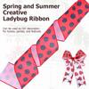 2.5" X 5.5Yard Ladybugs Ribbons Lady Bug Wire Edged Wrapping Ribbon Red Polka Dot Wired Edge Ribbon Red Dot Craft Ribbon