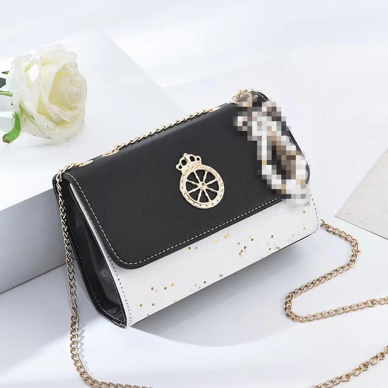 New Chain Girl Shoulder Bag Korean Contrasting Girl Crossbody Bag Fashionable Sequins Decorated Exquisite Pendant Sewing Thread