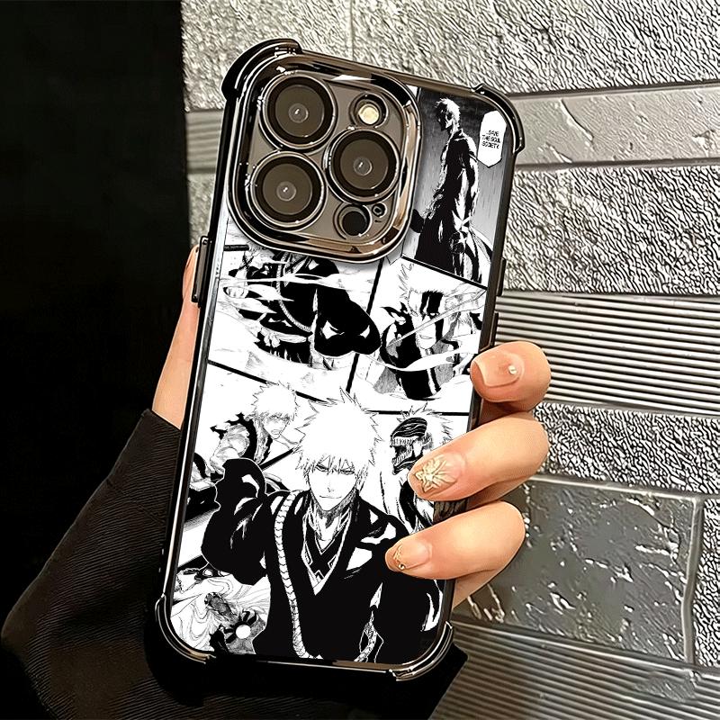 Bleach Anime Ichigo Kenpachi Plating Phone Case For Iphone 16 17 Pro Max Air 16E 14 15 Plus 12 13 Mini Anti-Fall Airabag Cover