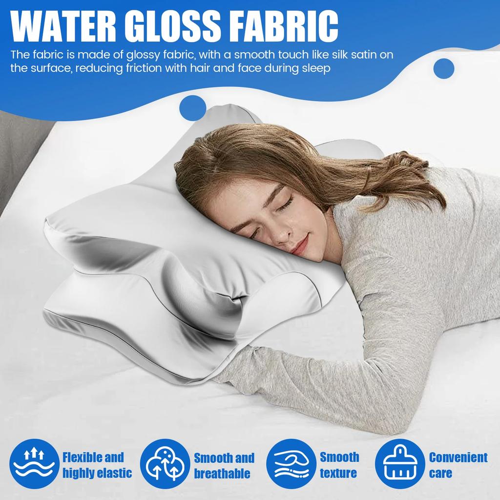 Pillow Case with Zipper Closure Smooth Cervical Neck Pillowcase Machine Washable Cervical Pillow Case for Sleeping Only