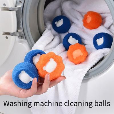 4PCS Washing Machine Sponge Cleaning Ball Sticky Hair Stain Removal Laundry Anti-Tangle Sponge Laundry Ball Magic Stain Removal