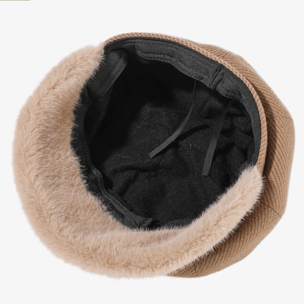 HT4435 Dámské barety Vysoce kvalitní podzimní zimní čepice pro ženy Dámská tlustá kožešinová krempa Osmiboká čepice Dámská umělkyně Malířská baretová čepice