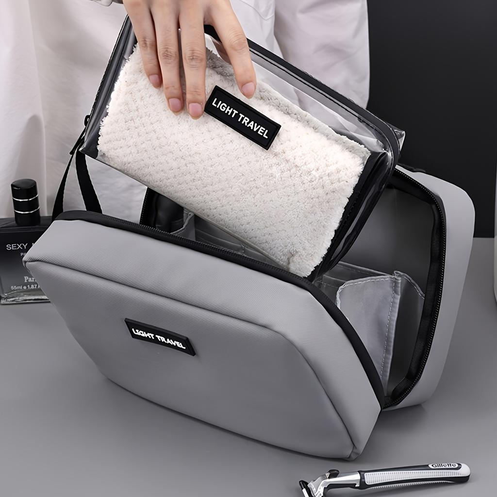 Men's Double Open Makeup Storage Bag Portable Zipper Closure Makeup And Beauty Bag Business Travel Toiletries Organizer Bags