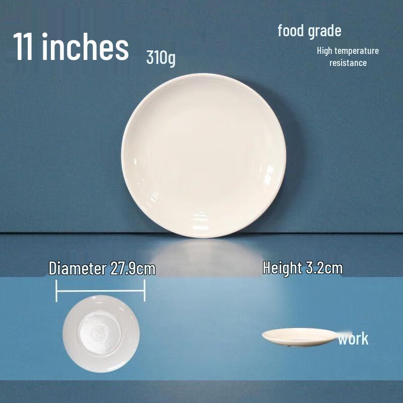 JINGRX 11-Inch Moonlight Melamine Round Dinner Plates, 10-Pack