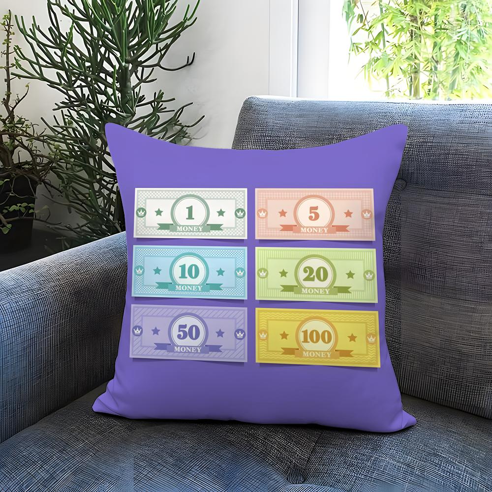 play money Cushion Cover Comfortable Reversible Pillow Cover Ideal for Car Sofa Bedroom & Beyond