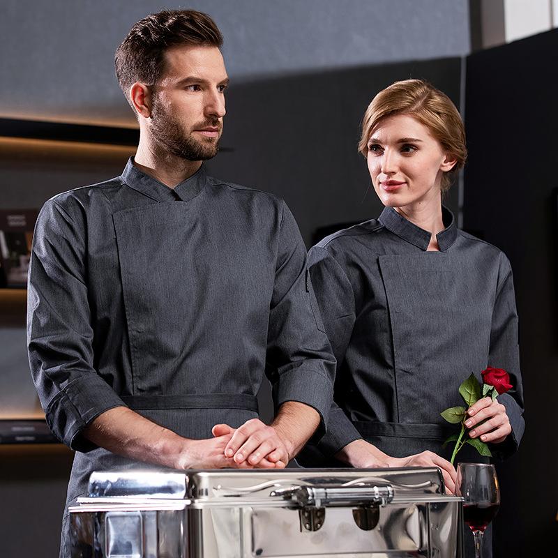 Chef Clothes Long-sleeved Autumn and Winter Chef Jacket Man Hotel Restaurant Uniform Kitchen Work Clothes