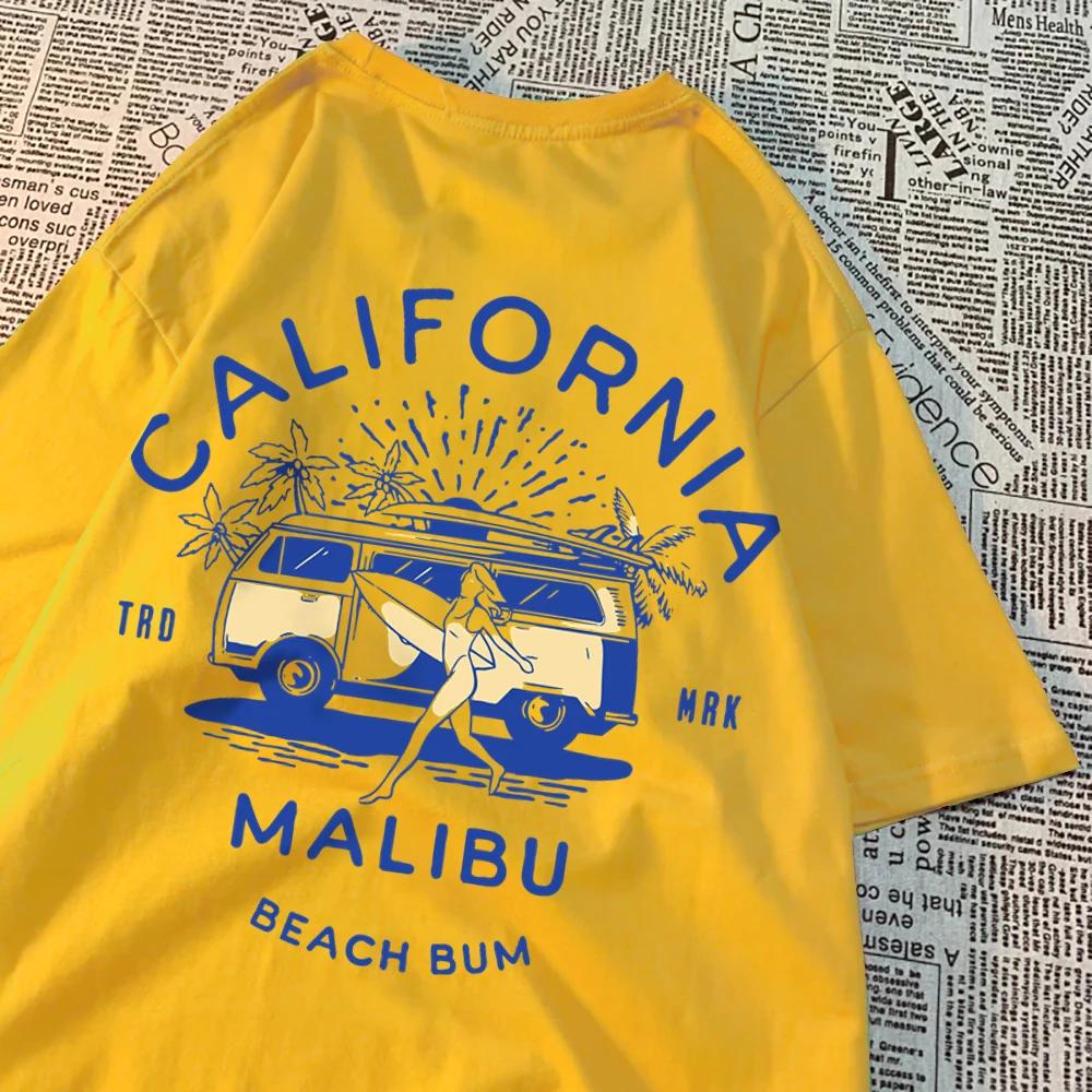 California Malibu Beach Bum T Shirts Men Women Summer New Streetwear Couple Tee Clothes T Shirt Pattern Loose T-Shirts Couple