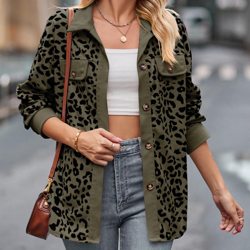 Leopardenmuster Knopf Langarm Jacke Hemdjacke Damen Herbst 2025 neue europäische und amerikanische Damenoberteile