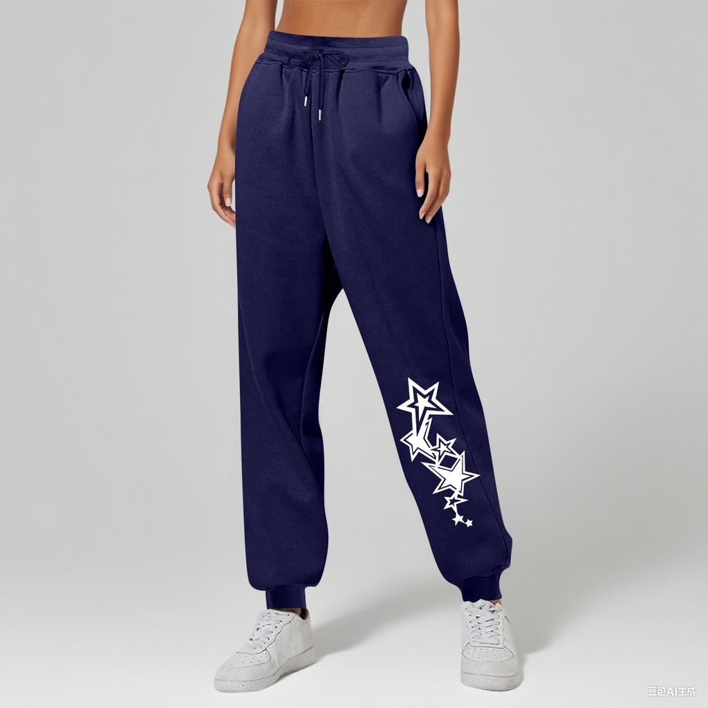 Ladies' Printed Unisex Casual Pocket Drawstring  Pants