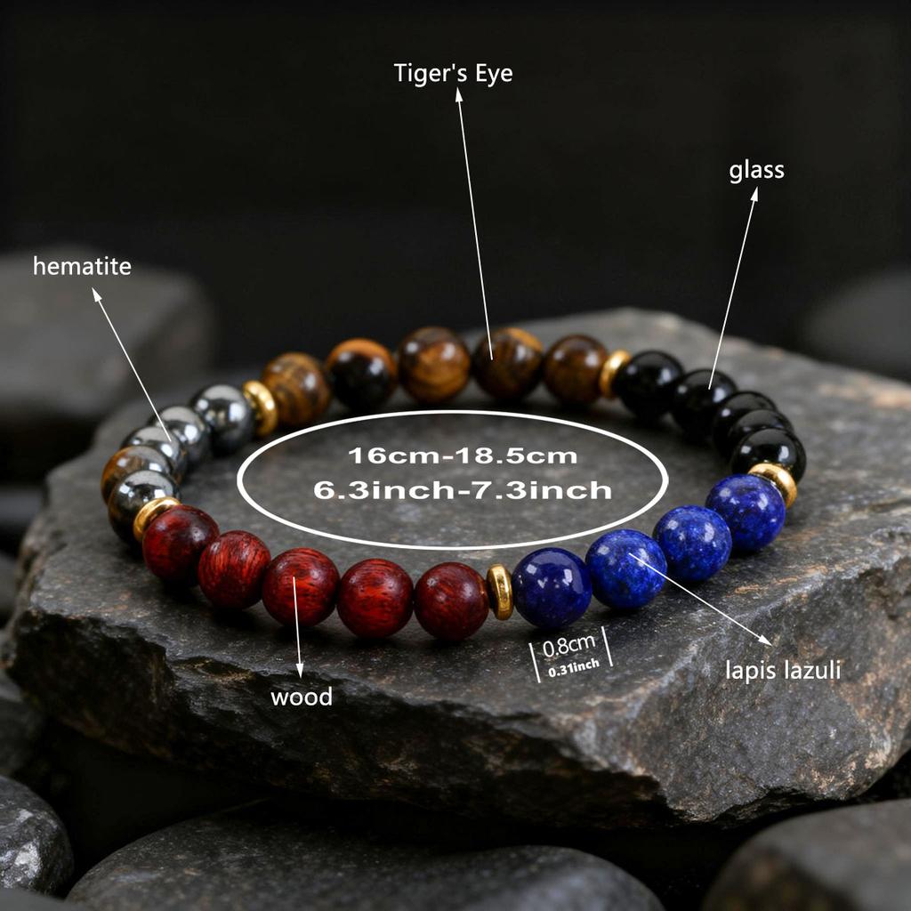 Festive Gifts Black Onyx Lapis Lazuli Red Wood Tiger Eye Hematite Beaded Bracelet Natural Fashion Jewelry For Men Women Daily Wear Gift