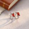 S925 Sterling Silver Square Crystal Ear Buckles Natural Color Gem Minimalist Luxury Fashion Earring Temperament Fine Jewelry For Women