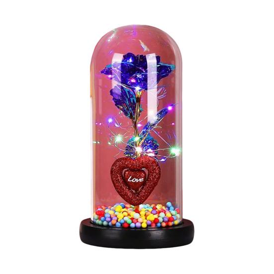 Ewige Rose Geschenk für Frauen Mama Ehefrau Leuchtende Ewige Rose Blume in Glasglocke Romantisches Geschenk für Hochzeiten Valentinstag Jahrestag