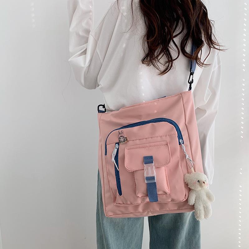 Large-capacity student tutoring bag New women's bag Sweet contrasting color shoulder messenger bag