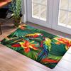 2D Flat Tropical Parrots Hibiscus Flowers Flannel Door Mat Non Slip Jungle Bird Rug for Entrance Hall Garden Home Decor