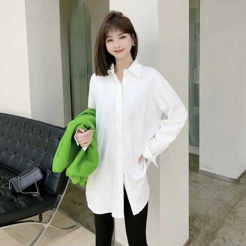 Kaka's Korean Style Sleeveless White Mid-Length Shirt with Velvet Layering for Women