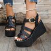 Sandals for Women Summer Peep Toe Wedge Sandal High Quality Leather Casual Sandal Fashion Women Platform Sandals Sandalias Mujer